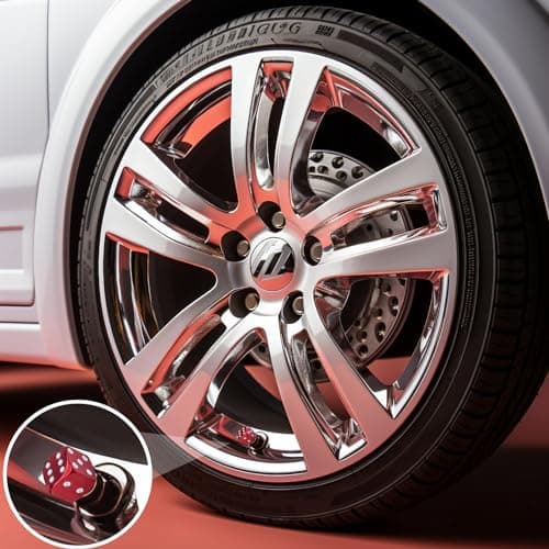MEAJOO 4PCS Dice Style Tire Valve Stem Caps, with O Rubber Ring, Universal Aluminium Alloy Dustproof Tire Valve Stem Covers for Cars, SUV, Trucks, Bikes, Motorcycles, Bicycles(Red) — view 3