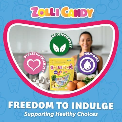 Zollipops Clean Teeth Pops Sugar Free Candy, Dye-Free Lollipops - Keto & Diabetic-Friendly, Dentist-Approved Treats for Kids (Pineapple, 3.1 oz) — view 5