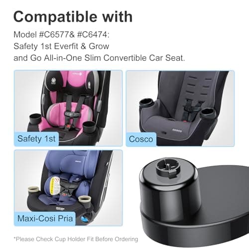Car Seat Cup Holder Replacement for Safety 1st Grow and Go & EverFit, Car Seat Snack Tray Compatible with C6577 Base, Safety First Car Seat Cup Holder Replacement, BPA-Free, Dishwasher Safe Black, 1