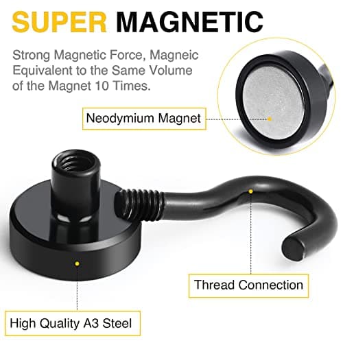 DIYMAG Magnetic Hooks 6pcs 30lbs+ Cruise Essentials 2026 Magnet Hook Black — view 5