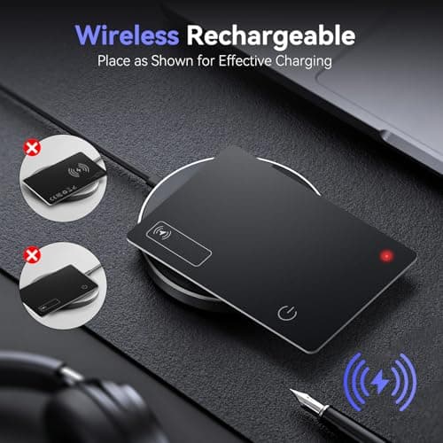 Wallet Tracker Card (Compatible for iOS only), 0.07in Slim Tracking Card, IP68 Waterproof Bluetooth Tracker Compatible with Apple Find My, Wireless Charging Item Locator for Purse, Passports — view 5