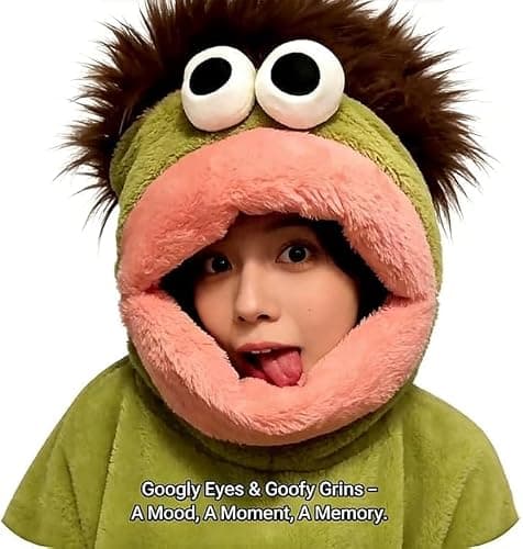 Silly Onesie Adult Funny Big Mouth Monster Hooded Fleece Pajamas Plush One Piece Cosplay Loungewear No Comb and Shoes