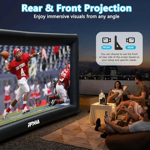 Inflatable Movie Screen Outdoor Projector Screen for Outside 20ft, Blow Up Screens Front and Rear Projection with Air Blower, Best for Movie Nights Backyard Home Theater Pool Party — view 2
