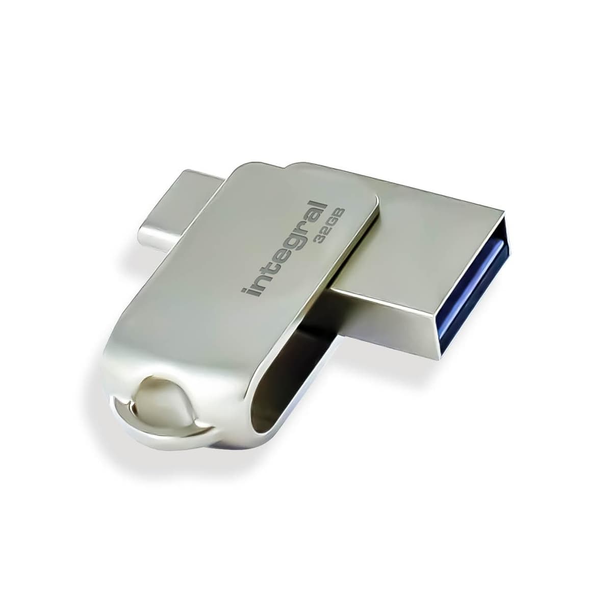 Integral 32GB 360-Dual USB 3.2 Gen 1 Type C and Type A Flash Drive with Solid Metal Casing, Fast Transfer Speeds and Simply Plug and PlayIPhone 15, 16 series, Macbook Pro/Air and Ipad Pro