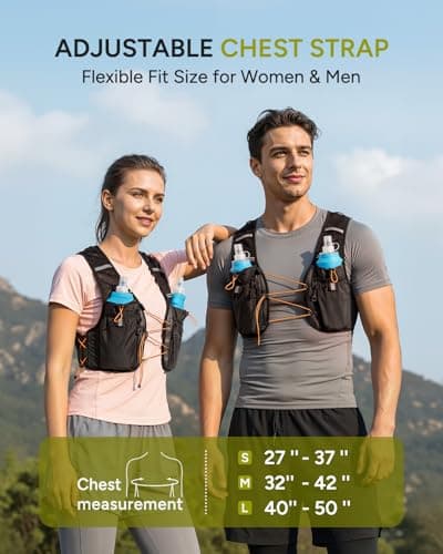 Sahara Sailor Running Vest for Women Men, Dual 500ml Soft Flasks, Adjustable Chest Waist Fit, Multi-Pockets, Lightweight Breathable Reflective Hydration Backpack for Running, Trail, Cycling, Hiking, M — view 3