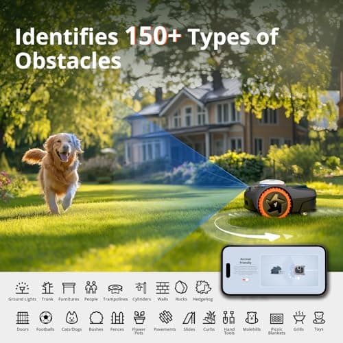 Segway Navimow i110N Robot Lawn Mower Perimeter Wire Free 1/4 Acre RTK+Vision Robotic Lawnmower, AI-Assisted Mapping, Virtual Boundary, APP Control, 58dB(A) Quiet, Multi-Zone Management — view 3