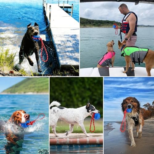 BABORUI Floating Dog Pool Toy – Durable E-TPU Dog Water Toy for Fetch & Chew, Bright Floating Dogs Toys for Pool, Beach & Outdoor Play – Dogs Beach Essentials (Rope Ball) — view 3
