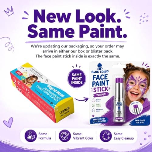 Blue Squid Purple Face Paint Stick - Water based Body Paint for Adults & Kids - Vegan Hypoallergenic Twist-Up Non-Toxic Makeup Stick for Cosplay, & SFX (Purple)