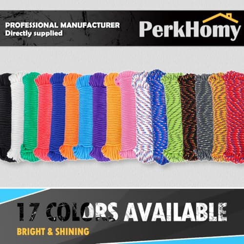 PerkHomy 150 ft 1/4 inch (7mm) Polyester Rope (Nylon - Like Durability) Poly Flag Pole Clothes Line Camping Utility Good for Tie Pull Swing Climb Knot (Black) — view 4