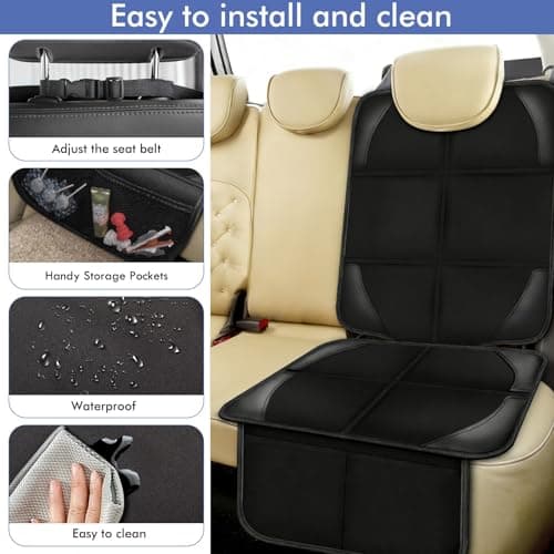 Spotmart Car Seat Protector Covers - for Child Carseat mat 600d Fabric Waterproof Non Slip Thickest Padding with Storage Pockets Cushion Protectors Large Size Prevent Dirt Scratches (Black 1) — view 3