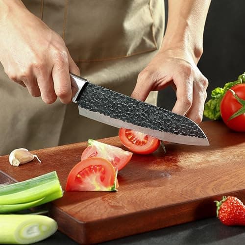 3PCS Chef Knife, Little Cook Chef Knife Set, Includes 7 inch Chef Knife, 7 inch Cleaver Knife and 4.5 inch Boning Knife, Premium Stainless Steel With Ergonomic Plastic Handle (Blackening technique) — view 3