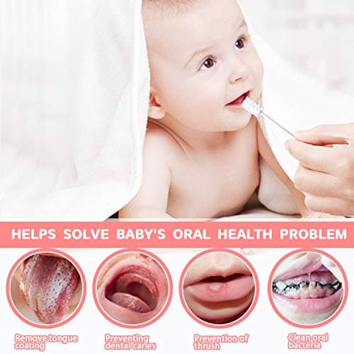 EASICUTI Baby Tongue Cleaner, 42Pcs Disposable Infant Toothbrush, Gauze Gum Cleaner Baby Oral Cleaning Stick Dental Care for 0-36 Months + Free 1 Finger Toothbrush — view 2