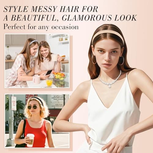 obeoby 6 Pack Trendy Headbands for Thicker Hair, Non Slip 0.6 inch Thin Knitted Hairbands Assorted Colors for Girls Summer Dress Outfit(Brown Series) — view 5