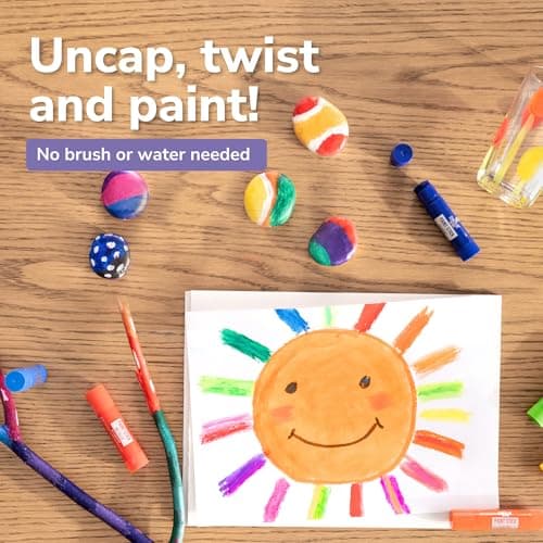 Zenacolor Tempera Paint Sticks - 12 Colors Kids Paints - Non-Toxic Washable Paint Sticks for Kids - Mess Free Quick Drying Art Supplies for Toddlers — view 5