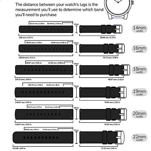 GadgetWraps 16mm Silicone Watch Band Strap with Quick Release Pins – Compatible with Fossil, Skagen, Misfit - 16mm Quick Release Watch Band (Black, 16mm) — view 4