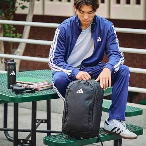 adidas Amplifier Backpack for Laptop, School and Gym, 28L, Black/White/Regular, OSFA