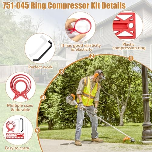 Earthtec 751-045 Ring Compressor Kit for Chainsaw Accessories,Small Engine Piston Ring Compressor for Chainsaw Blower Weed Eater,Compatible with Honda Kawasaki Yamaha Stihl Husqvarna 502507001 — view 2