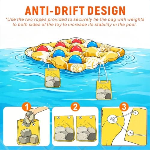 SVNWZGM Inflatable Tic Tac Toe Pool Game Set – Pool Toys with Anti-Drift Design & 10 Balls, Fun for Kids, Teens, Adults, Family, Party, Beach, Outdoor & Indoor, 2-10 Players