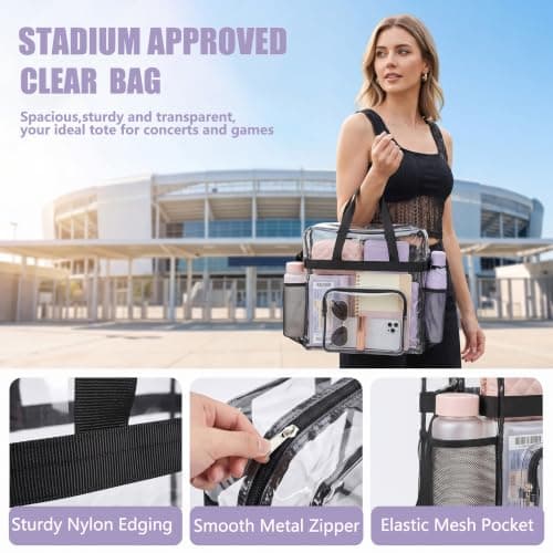 OBERITOL Clear Bag Stadium Approved 12x6x12 Clear Tote Bag for Work Concert — view 3