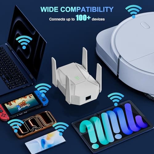 2026 AX1800 WiFi 6 Extender Signal Booster - Dual Band 2.4G/600Mbps & 5.8G/1200Mbps, WiFi Extender with Gigabit Port, 802.11AX Tech, 13999 Sq.Ft Long Range WiFi Repeater, Connects 105+ Devices — view 4