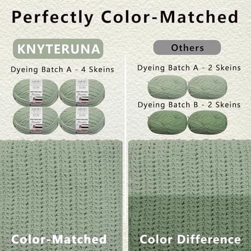 Knyteruna #6 Super Bulky Blanket Yarn for Crocheting - 4 Skeins(Each 10.5oz/300g, 220yds/201m), Chunky Chenille Thick Plush Big Soft Yarn for Crocheting Knitting Blankets, Sage Green — view 2