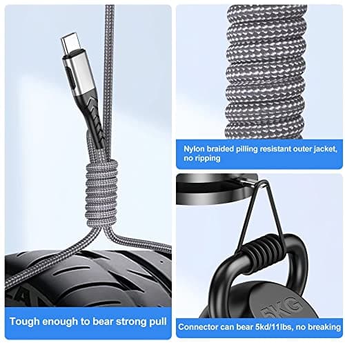 Durcord 2Pack 10ft USB C Charger Cable - 100W Fast Charging for Android/Phone/Pad, Type C to Type C Compatible with iPhone 17/16/15 Pro Plus Max Silver — view 2