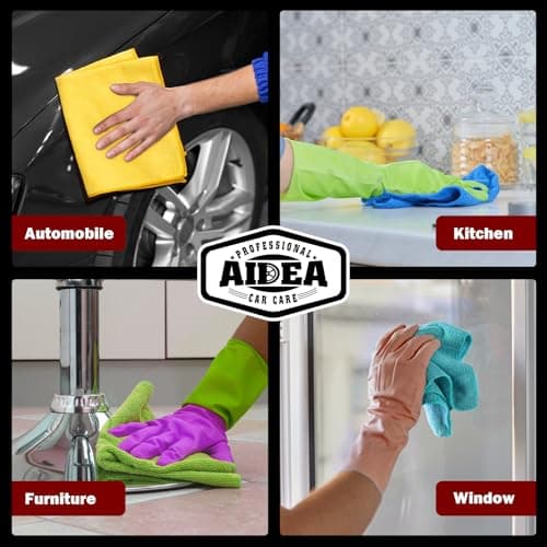 AIDEA Microfiber Cleaning Cloth 10PK, Micro Fiber Cloth for Cleaning Cars, Premium All Purpose Car Towels, Dusting Cloth Cleaning Rags SUVs, House, Kitchen, Window, Workshops, 12"×12" — view 4