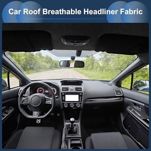 INFINAUTO Headliner Fabric 96" l x 60" W for Car Truck RV SUV Automotive Interior Trim DIY Roof Repair Replacement Foam Backing Breathable Mesh Fabric Black