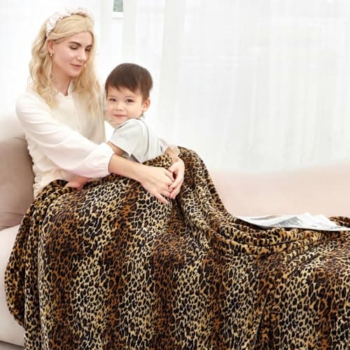 MIBOI Leopard Print Blanket Throw, Soft Cozy Fleece Cheetah Print Blanket for Couch Bed Travel Room Decor, Brown 40''x60'' — view 4
