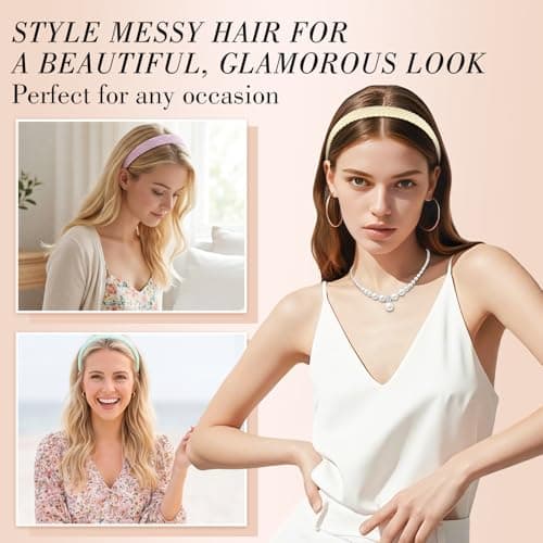 obeoby 6 Pack Multicolor Thin Hairbands for Girls, Non Slip Knitted Headbands for Summer Dress, Casual Outings, Special Events(Light-Colored Series) — view 2