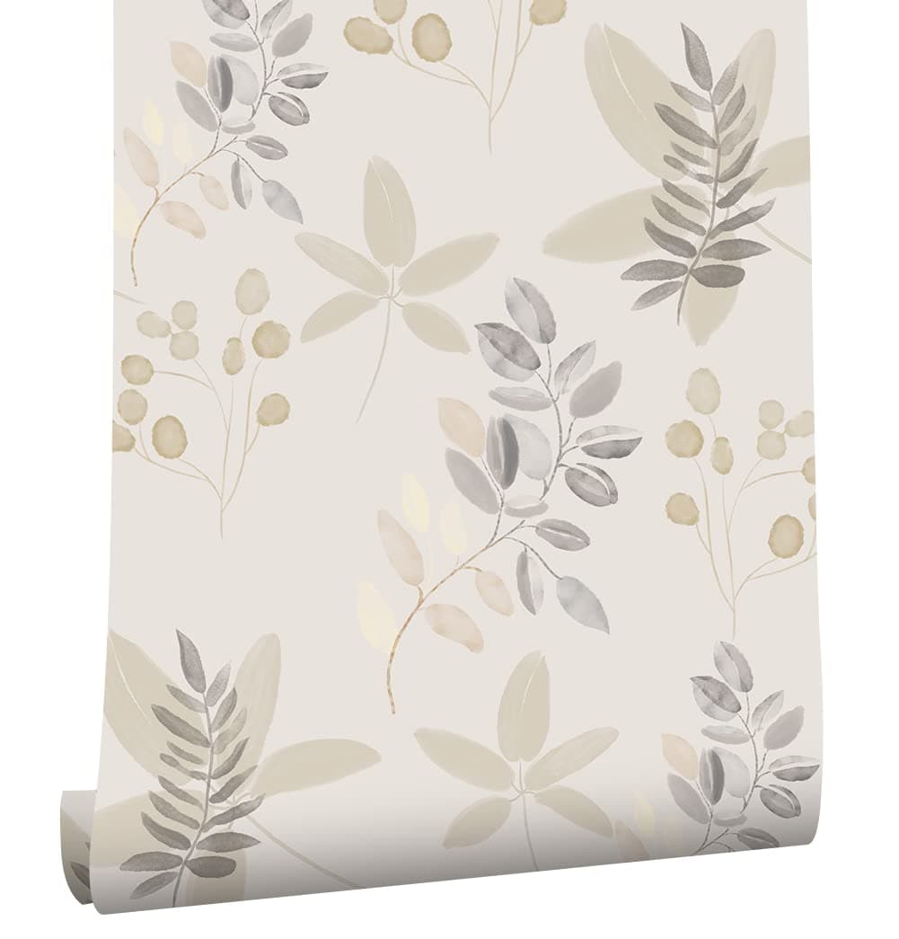myforHD Papel Pintado Autoadhesivo Hojas Blanco Gris Papel de Pared Papel Adhesivo para Muebles Removible Impermeable Estilo Retro Vinilo PVC Pegatina Decorativos Pared Salon Papel Pared Dormitorio