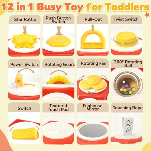 Chilvil Busy Cube Busy Board for 1 Year Old, Montessori Sensory Toys Airplane Car Travel Activities for 12-18 Month Boy Girl Gifts Valentine Day's Gifts for Baby Toddler Easter Basket Stuffer Gift — view 3