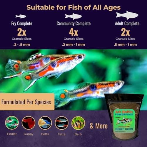 2oz Guppy Fish Food Blend Highly Nutritious PowerFood Cleaner Water - Guppy Fish Food Super Colonies Power Food Complete, Balanced, Fast Absorption — view 4