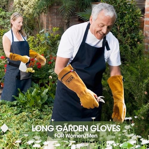 KDK Long Cowhide Gardening Gloves Men Women Thorn Proof Rose Pruning Gloves — view 3