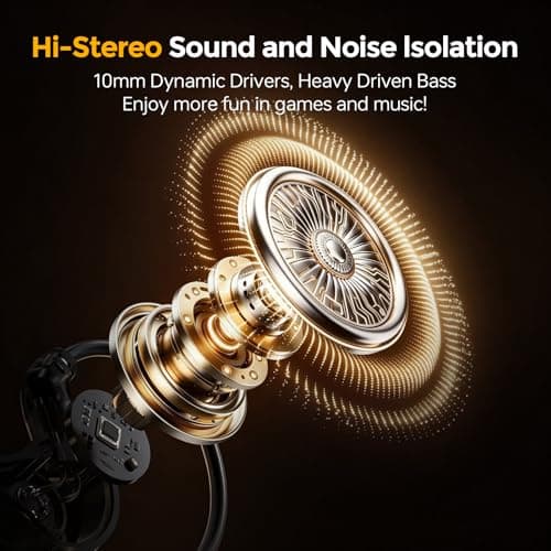 BlueFire Wired Gaming Earbuds with Mic, in-Ear Headphones with Deep Bass, Noise Isolating HiFi Earphones, 3.5mm Plug for PC PS5 Phone, Detachable Mic & Volume Control — view 2