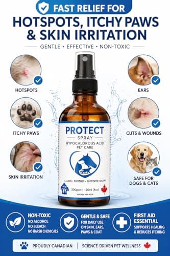 Myco Pet Protect Spray for Dogs & Cats, Hypochlorous Acid 200ppm Pet Care for Hot Spots, Itchy Skin, Cuts, Wounds, Ears, Paws & Skin Irritation, Non-Toxic First Aid Solution, 120ml