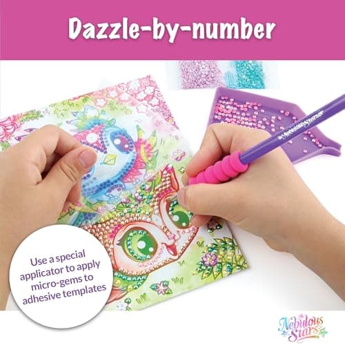 Nebulous Stars Dazzle-by-Number Craft Kit – Bedazzled Designs with Colorful Rhinestones – Rainbow