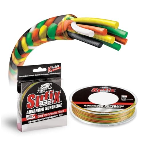 Sufix 832 Advanced Superline Braid, High-Strength Braided Fishing Line with Superior Durability, Fire Tiger, 15 lb