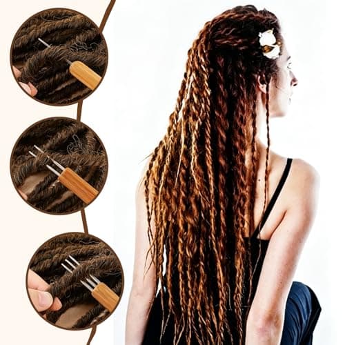 5 Pack Dread Crochet Hooks, 0.75mm Multi Heads Hair Loc Tool — view 5