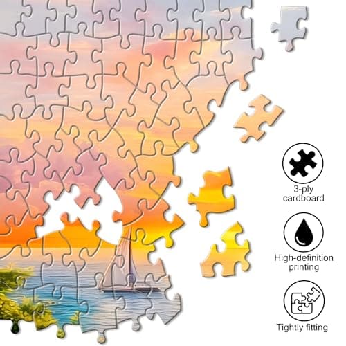Zariocy Extra Large Coastal Sunset 1000 Piece Jigsaw Puzzle for Adults- Challenging Irregular Shapes, No-Dust Puzzle Board, Family Time, Ideal Gift for Puzzle Lovers, Finished Size 80 x 41 cm