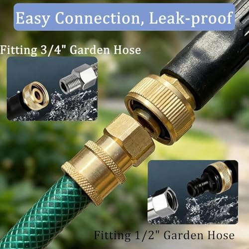 Jet Nozzle Power Washer for Garden Hose, High Pressure Washer Wand with 3 Interchangeable Spray Tips, Metal Hose Nozzle Cleaner for Car Patio Driveway Deck Outdoor Cleaning (Black)