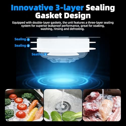 Hibbent Upgraded 3 in 1 Kitchen Sink Drain Strainer, Stainless Steel Pop Up Sink Stopper, Larger Anti-Clogging Basket, 3-Layer Seal, Detachable Drain Plug for US Standard 3-1/2" Drain, Matte Black — view 2