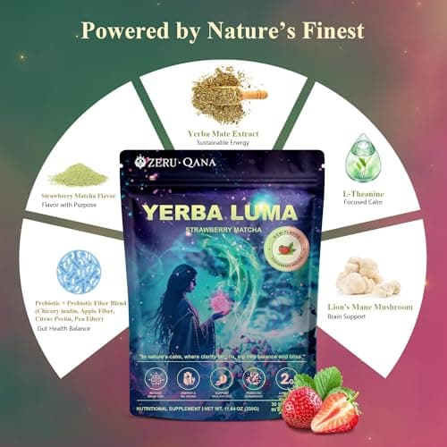 Yerba Mate Instant Tea Powder, Strawberry Matcha, 30 Servings — view 3