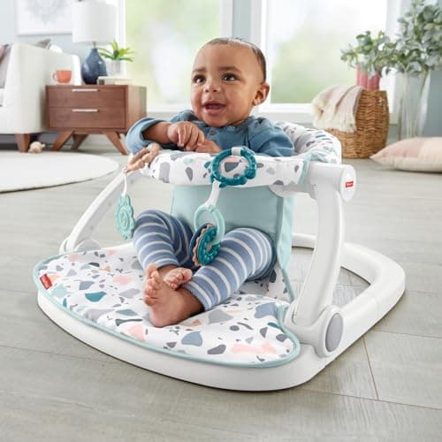 Fisher-Price Portable Baby Chair Sit-Me-Up Floor Seat with Removable Newborn Activity Toys & Pacific Pebble Machine Washable Pad​