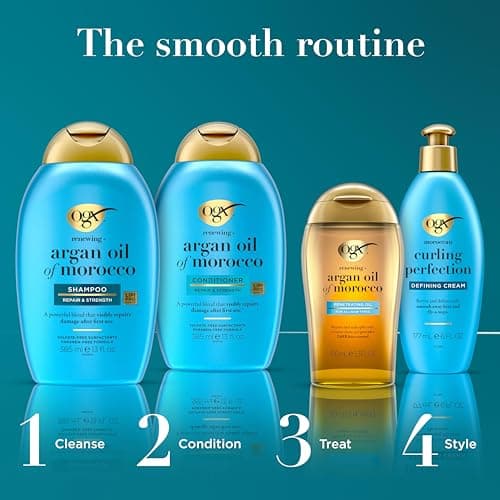 OGX Argan Oil of Morocco Curl-Defining Styling Cream, Anti-Frizz Curl Cream for Curly Hair & All Textures, Cold-Pressed Argan Oil, Paraben-Free, Sulfate-Free Surfactants, Curly Hair Products, 6 oz — view 5