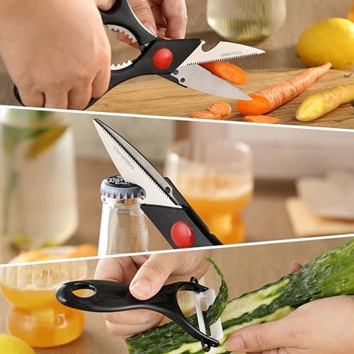 5 PCS kitchen Chef Knife Set, include 7 inch cleaver, 7 inch Santoku, 4.5 inch utility knife, Kitchen Scissors and Peeler — view 4