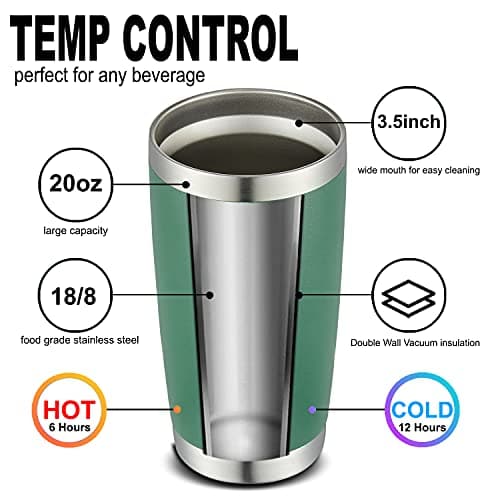 COMOOO 20oz Tumbler Bulk Double Wall Vacuum Insulated Travel Mug, Stainless Steel Tumbler with Lid and Straw Durable Powder Coated Insulated Coffee Cup for Cold & Hot Drinks (Dark Green, 4 pack）