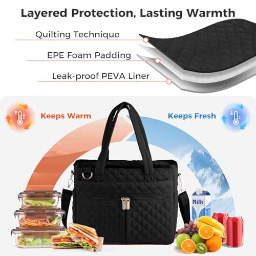 Extra-Large Lunch Bag, Lunch Box Insulated for Women Tote Bag, Soft Cooler Bag for Work Outdoor Picnic Trips