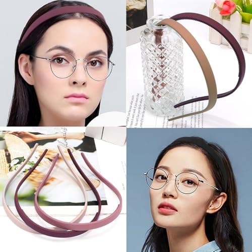 TOBATOBA Headbands for Glasses Wearers No Pressure No Headache Comfortable Hairbands Square Sunglasses Headband for Women Girls, Plastic Headbands with Teeth Non Slip 6Pcs — view 5