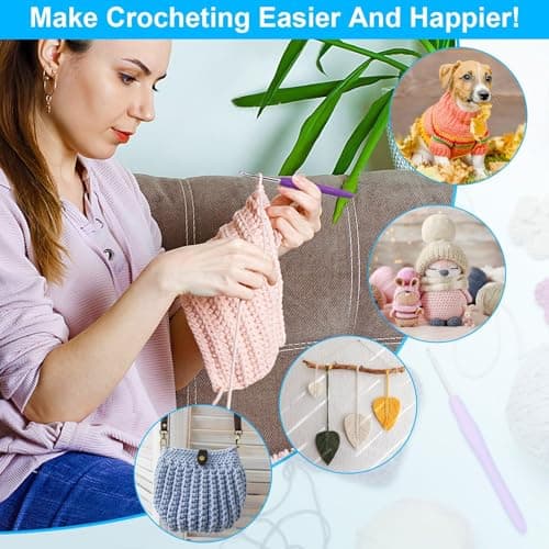 Crochet Hooks 9 Sizes Crochet Hook Set, 49 Pack Yarn Crochet Kit for Beginners, Knitting Needles with Ergonomic Handles for Arthritic Hands, Crochet Needle Kit with Blue Case for Crocheters — view 5